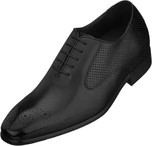 CALTO Men's Invisible Height Increasing Elevator Shoes - Black Premium Leather Lace-up Formal Oxfords - 2.4 Inches Taller - Y6012 - Size 12 D(M) US