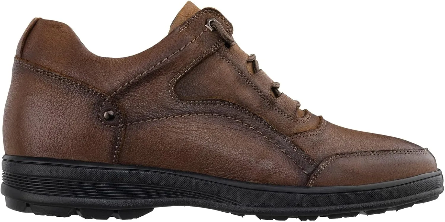 CALTO Men's Invisible Height Increasing Elevator Shoes - Brown Leather Lace-up Lightweight Casual Walkers - 2.8 Inches Taller - K3044- Size 9 D(M) US