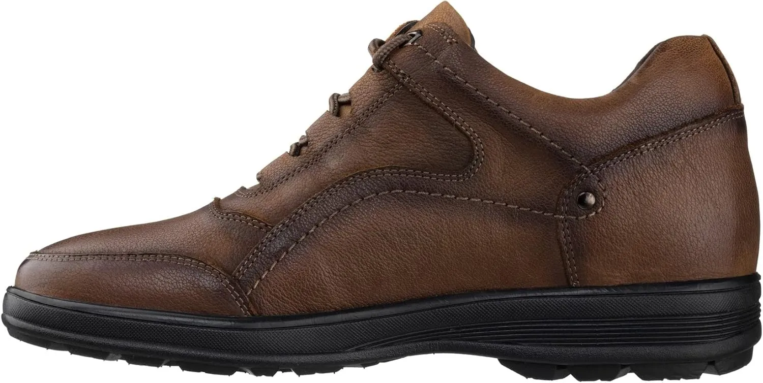 CALTO Men's Invisible Height Increasing Elevator Shoes - Brown Leather Lace-up Lightweight Casual Walkers - 2.8 Inches Taller - K3044- Size 9 D(M) US