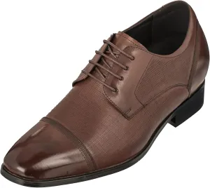 CALTO Men's Invisible Height Increasing Elevator Shoes - Dark Brown Premium Leather Lace-up Formal Oxfords - 3.2 Inches Taller - Y40551 - Size 11 D(M) US
