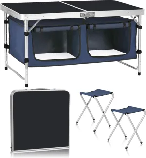 Camping Folding Aluminum Table with Adjustable Legs for Outdoor Travel Beach, Backyards, BBQ, Party and Picnic Foldable Table