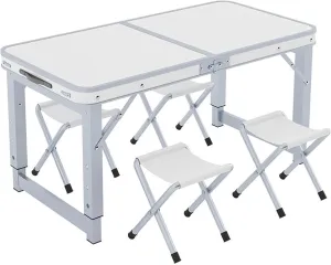 Camping Tables Folding Portable Aluminum Camping Table with Height Adjustable Trestle Picnic Table Outdoor Indoor Camp Table for Garden Sand BBQ