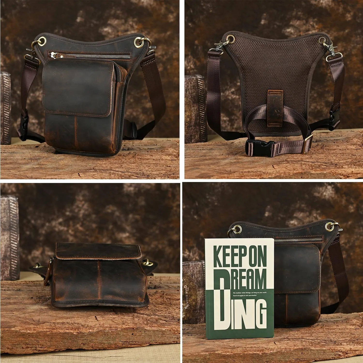 Canvas   Leather Motorcycle Travel Fanny Waist Pack Drop Thigh Leg Bag Pouch For Men Women FB2141