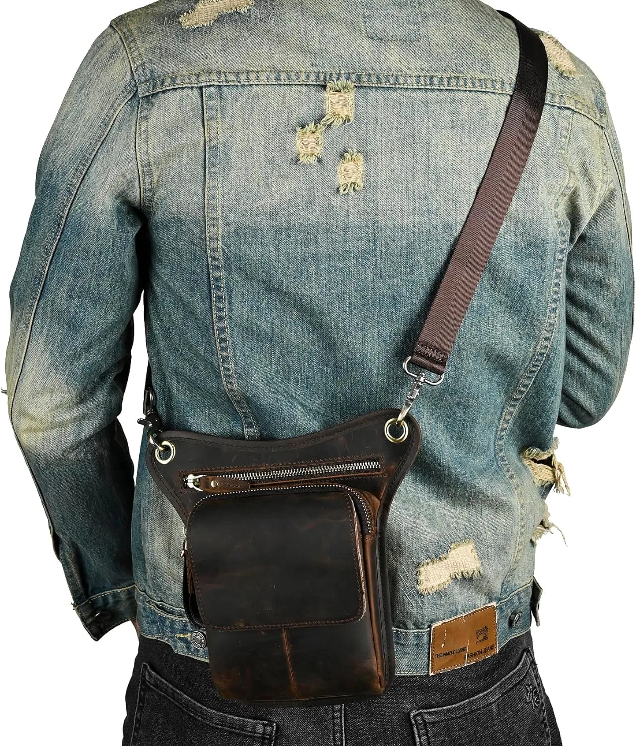 Canvas   Leather Motorcycle Travel Fanny Waist Pack Drop Thigh Leg Bag Pouch For Men Women FB2141