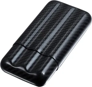 Carbon Fiber Cigar Tube Cigar Holder, Portable Carbon Fiber Travel Case That Can Hold 3 Cigars, Black Glossy