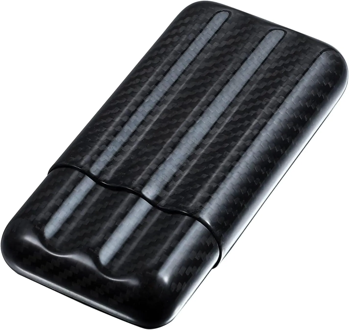 Carbon Fiber Cigar Tube Cigar Holder, Portable Carbon Fiber Travel Case That Can Hold 3 Cigars, Black Glossy