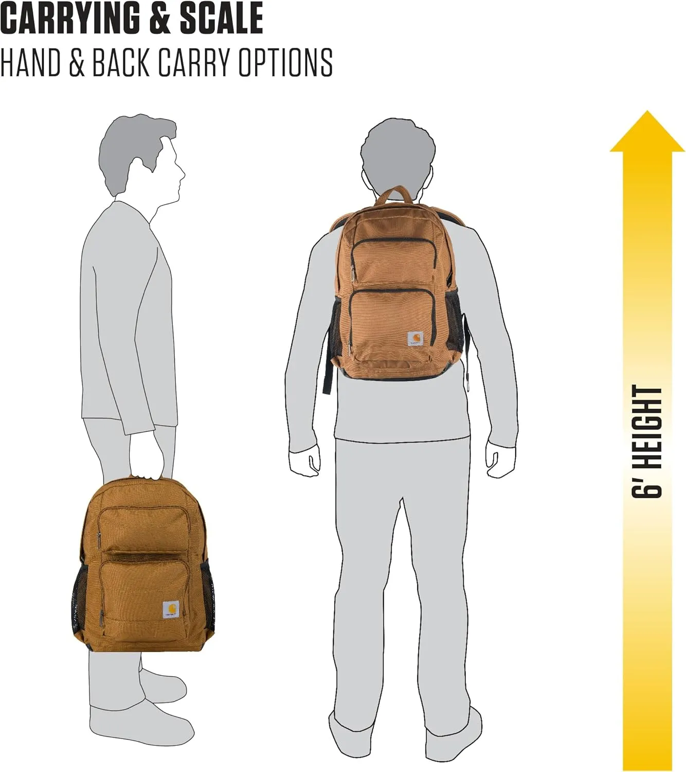 Carhartt Single-Compartment, Durable Pack with Laptop Sleeve and Duravax Abrasion Resistant Base, 27L Classic Backpack (Gravel), One Size
