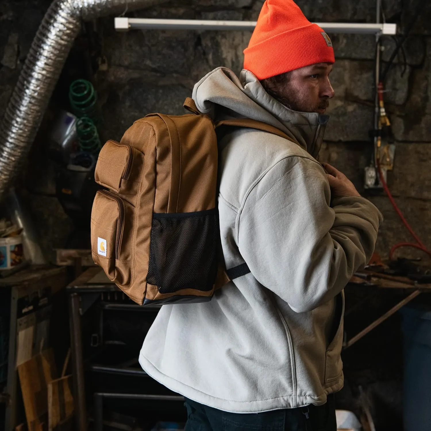 Carhartt Single-Compartment, Durable Pack with Laptop Sleeve and Duravax Abrasion Resistant Base, 27L Classic Backpack (Gravel), One Size