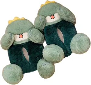 Cartoon animal crocodile cotton slippers cute winter home warm indoor and outdoor plush men and women's shoes
