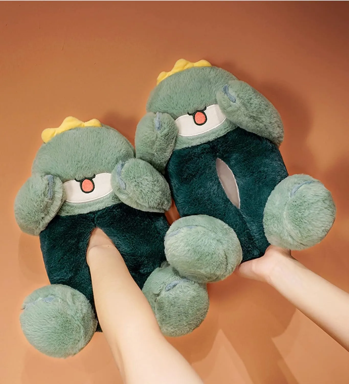 Cartoon animal crocodile cotton slippers cute winter home warm indoor and outdoor plush men and women's shoes