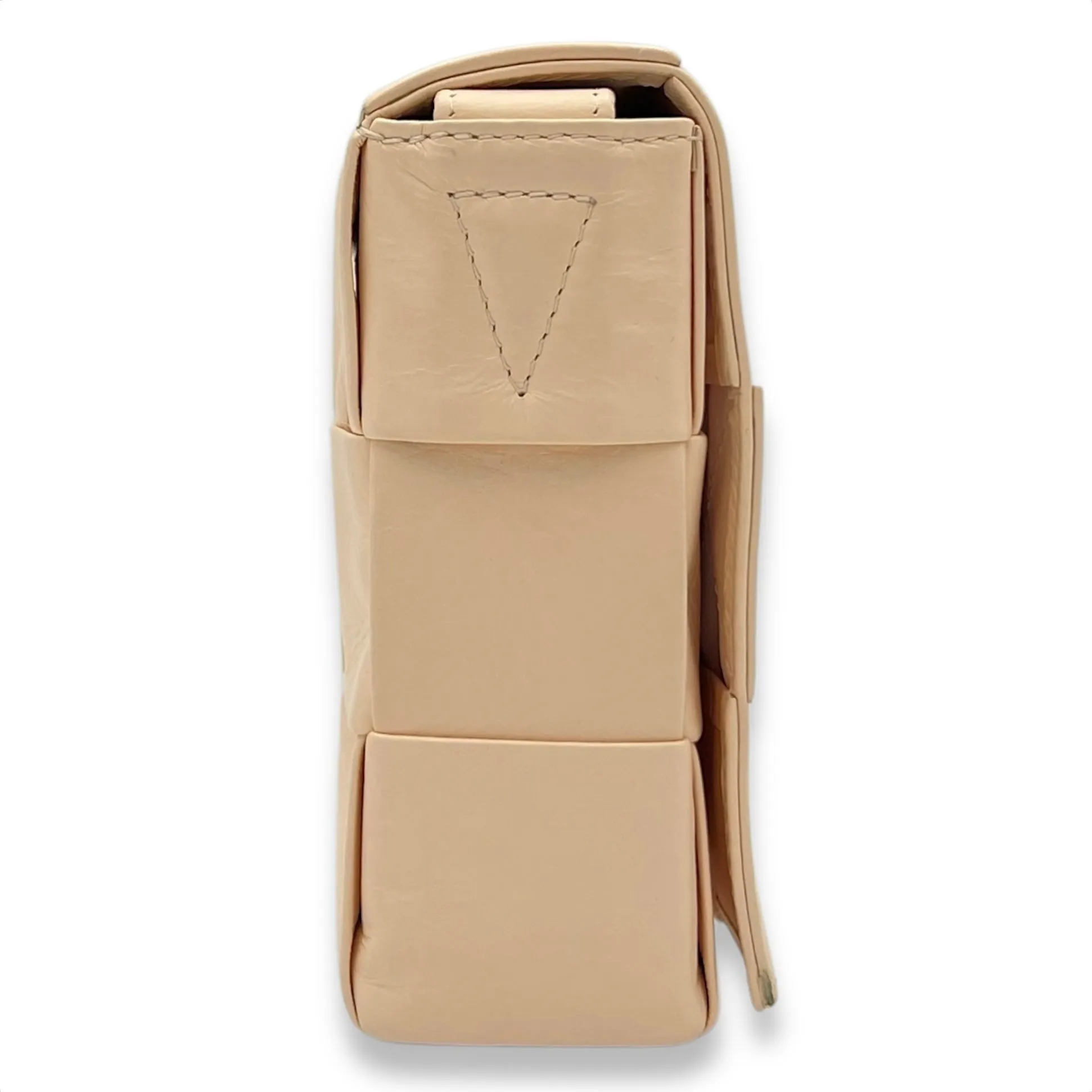 Cassette Crossbody Bag Beige in Calfskin, Silver hardware