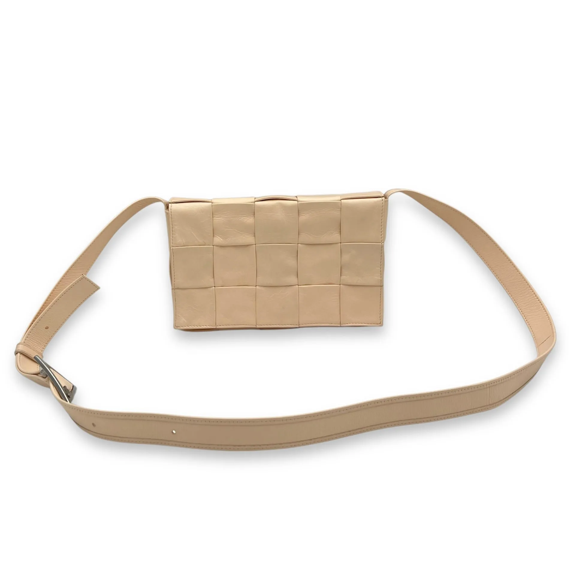 Cassette Crossbody Bag Beige in Calfskin, Silver hardware