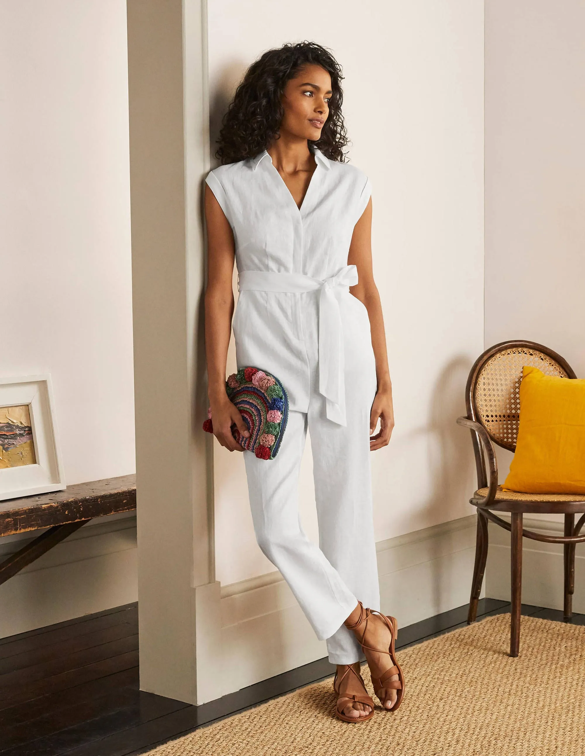 Catriona Linen Jumpsuit-White