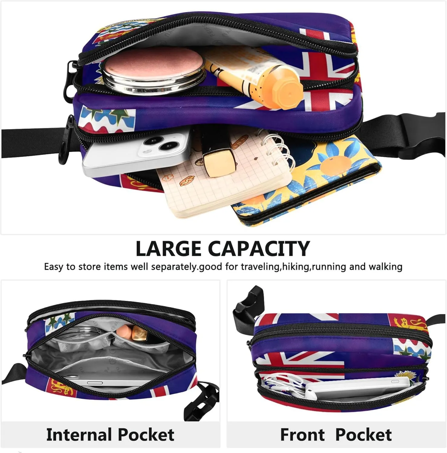 Cayman Islands Flag Waterproof Womens Fanny Pack Hip Pouch Belt Bag Festival Cross Body Waist Pack