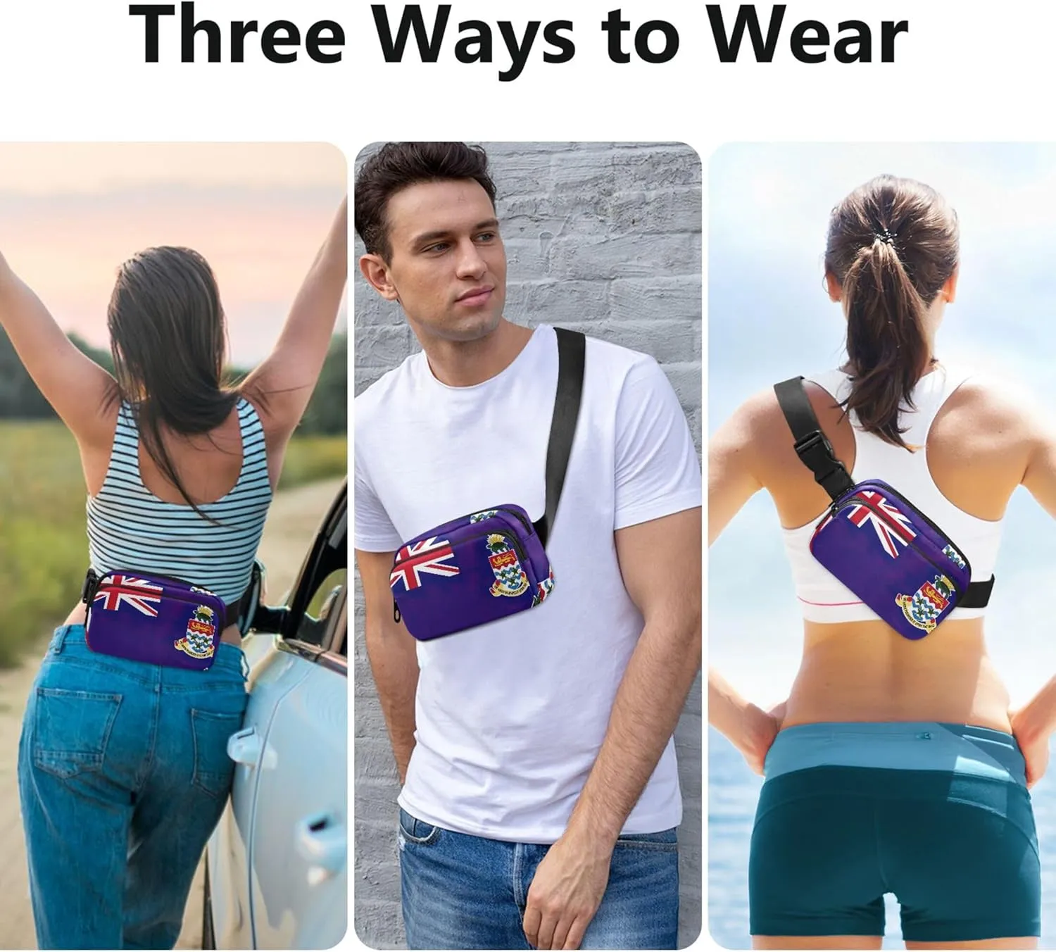 Cayman Islands Flag Waterproof Womens Fanny Pack Hip Pouch Belt Bag Festival Cross Body Waist Pack