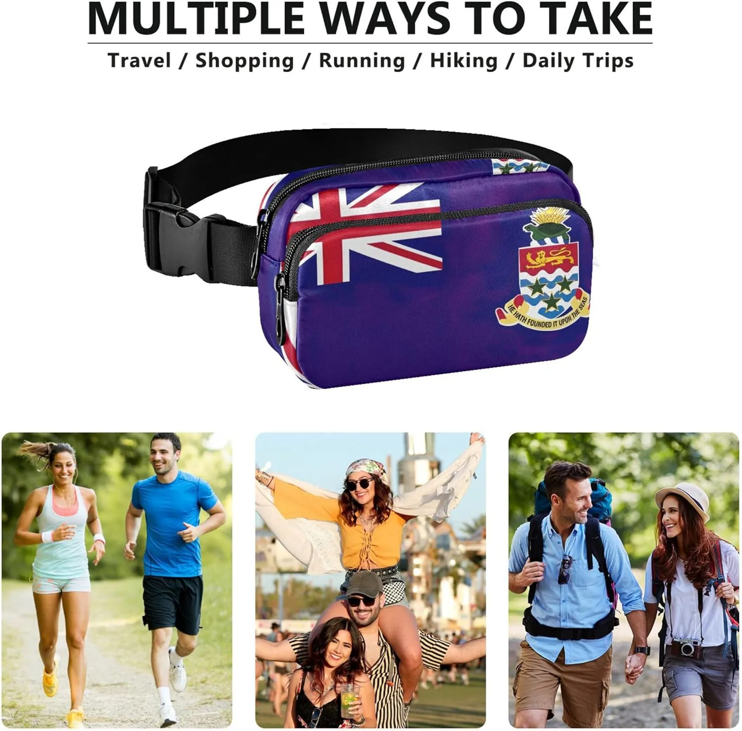 Cayman Islands Flag Waterproof Womens Fanny Pack Hip Pouch Belt Bag Festival Cross Body Waist Pack