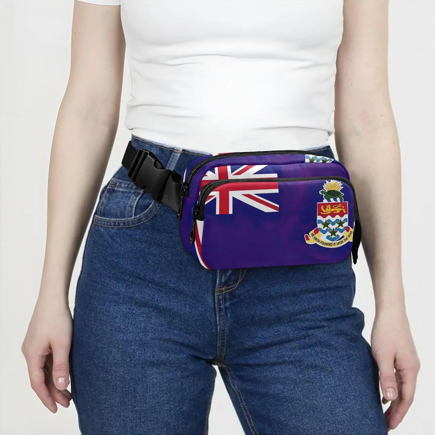 Cayman Islands Flag Waterproof Womens Fanny Pack Hip Pouch Belt Bag Festival Cross Body Waist Pack