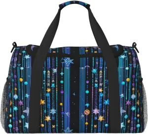 Celestial Cascade Print Travel Duffel Bag for Men & Women, Foldable Travel Bags and Spacious Weekender Tote Bag for Storage Toiletry Luggage Personal Item
