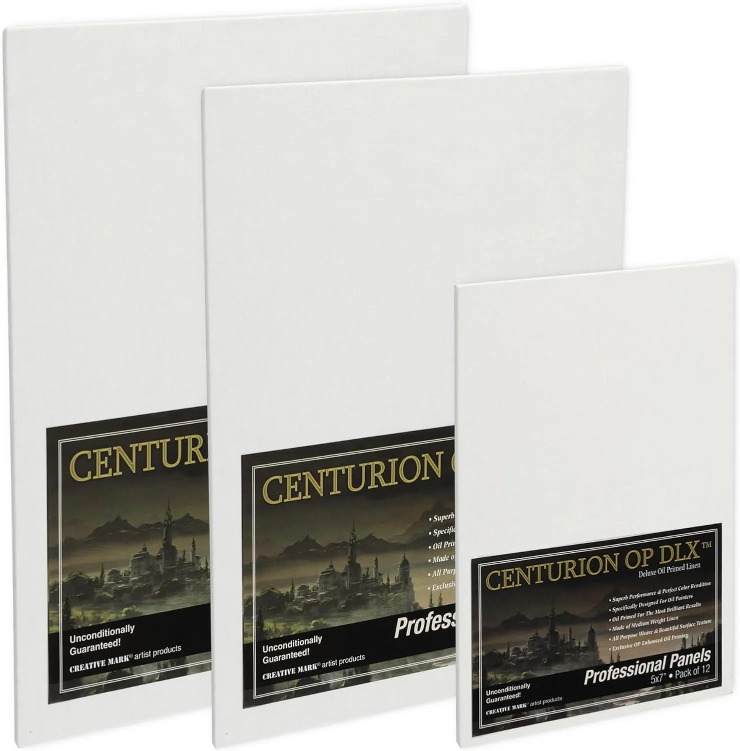 Centurion Deluxe Professional Oil Primed Linen Canvas Panels - Mixed Size Set - 24 Pack of Linen Canvases for Painting, Artwork and More