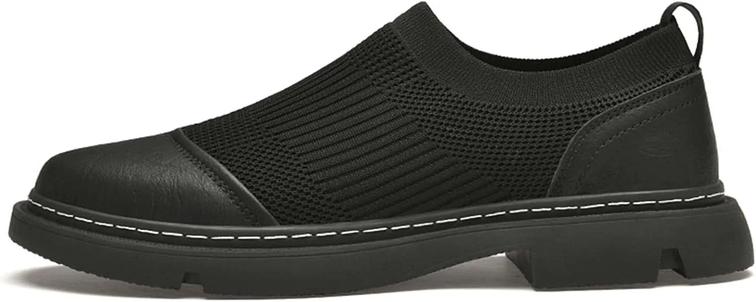 CERYTHRINA Men's Invisible Height Increasing Elevator Shoes 2 Inches Taller Mesh Leather Slip-on Casual Loafers