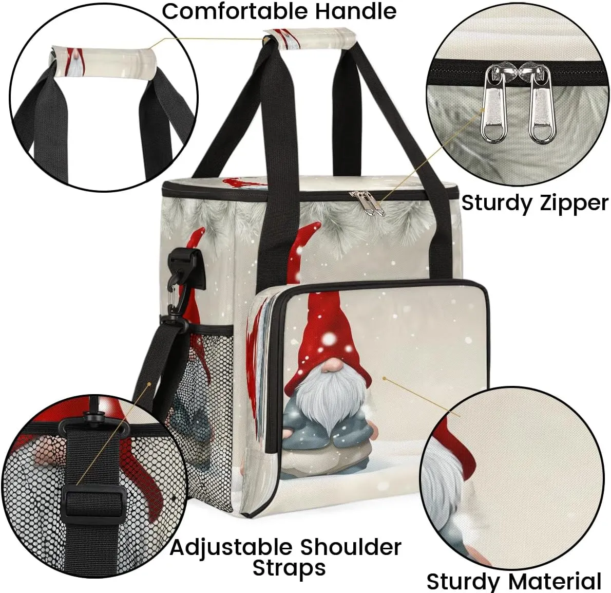 cfpolar Christmas Gnome Coffee Maker Storage Bag, Travel Coffee Maker Carrying Storage Tote Bag Compatible with K-Mini or K-Mini Plus, Dustproof Tote Bag with Shoulder Strap for Women Men