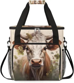 cfpolar Coffee Maker Travel Bag Dairy Cow Pattern Coffee Maker Carrying Case Single Cup Coffee Maker Travel Bag for K-Cup Pods, Travel Mugs, Storage Tote Case with Shoulder Strap,C865