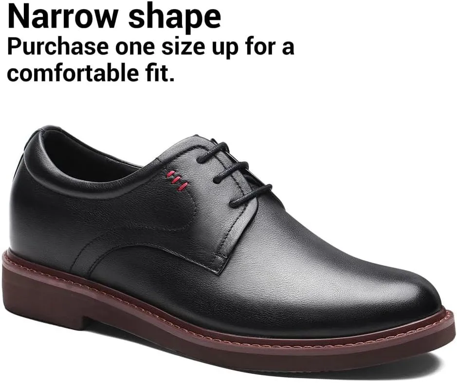 CHAMARIPA Elevator Shoes for Men Invisible Height Increasing Elevator Shoes Lace up Leather Formal Oxford Dress Tuxedo Lift Shoes Make You Taller