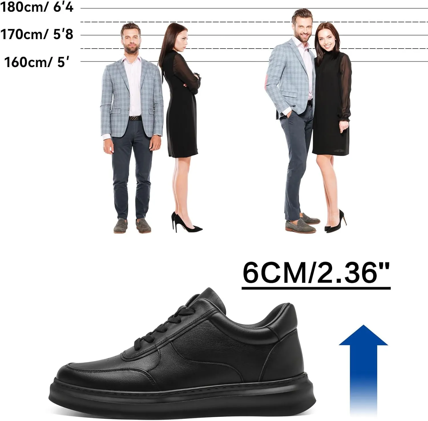 CHAMARIPA Height Increasing Shoes - Elevator Shoes for Men Invisible Hidden Heel Casual Sneaker