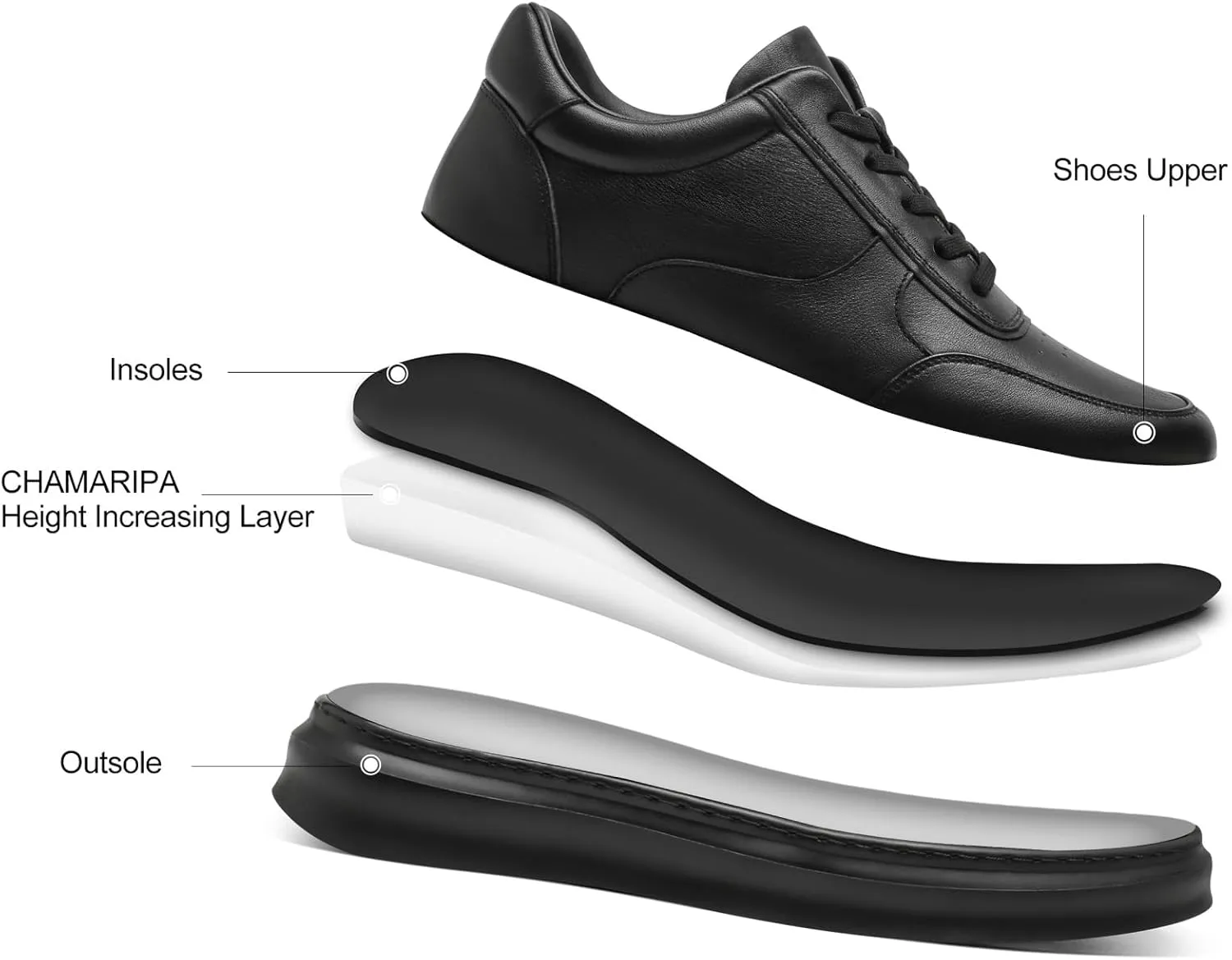 CHAMARIPA Height Increasing Shoes - Elevator Shoes for Men Invisible Hidden Heel Casual Sneaker