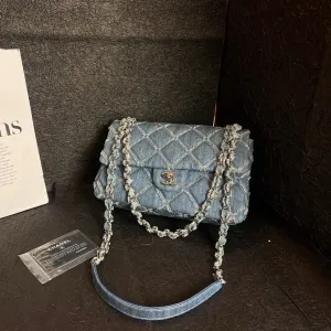 Chanel Denim Outside Stitch CF Crossbody Bag Blue