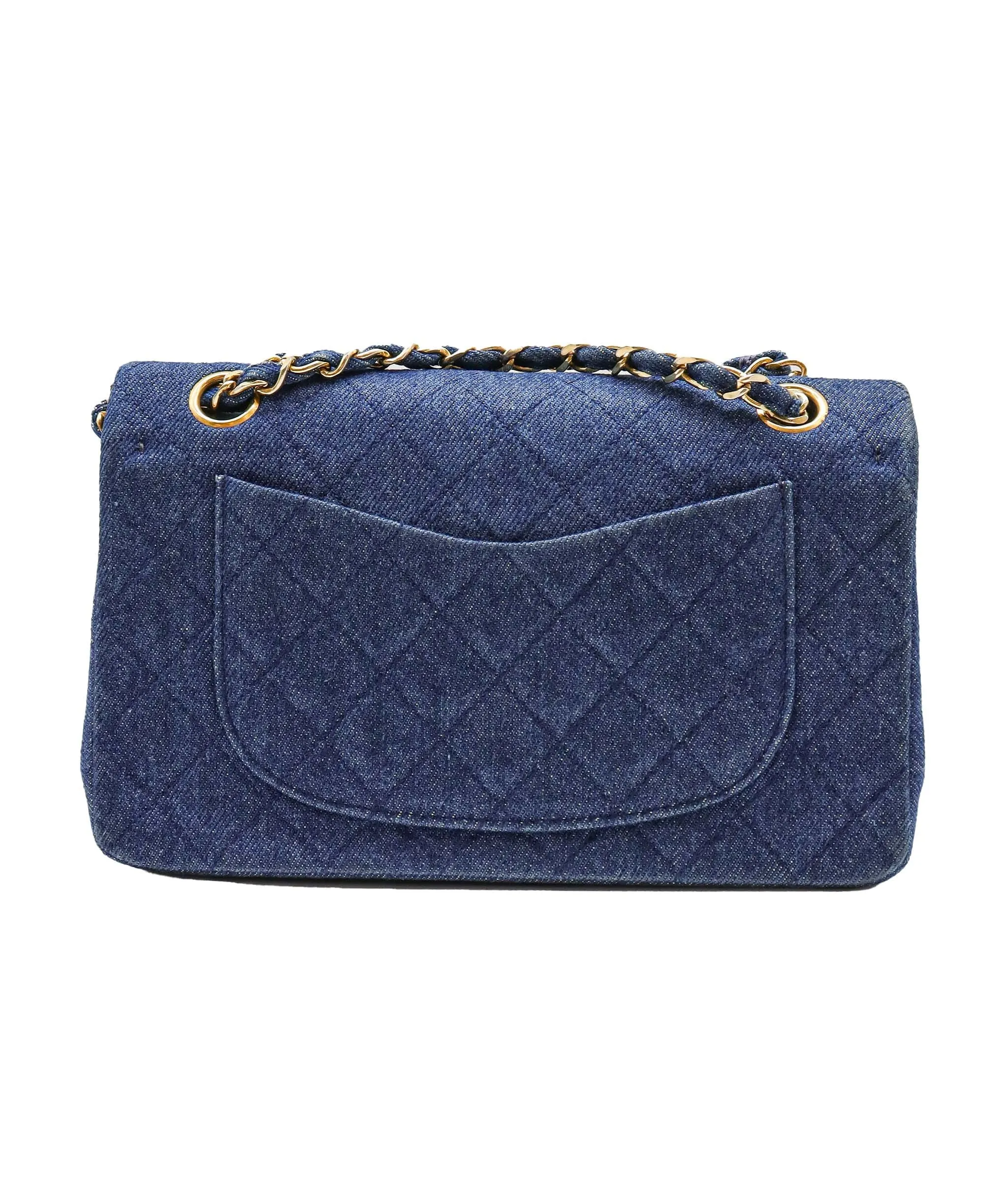 CHANEL VINTAGE CLASSIC FLAP SMALL CHAIN SHOULDER BAG BLUE DENIM 90246350 DXBS0596