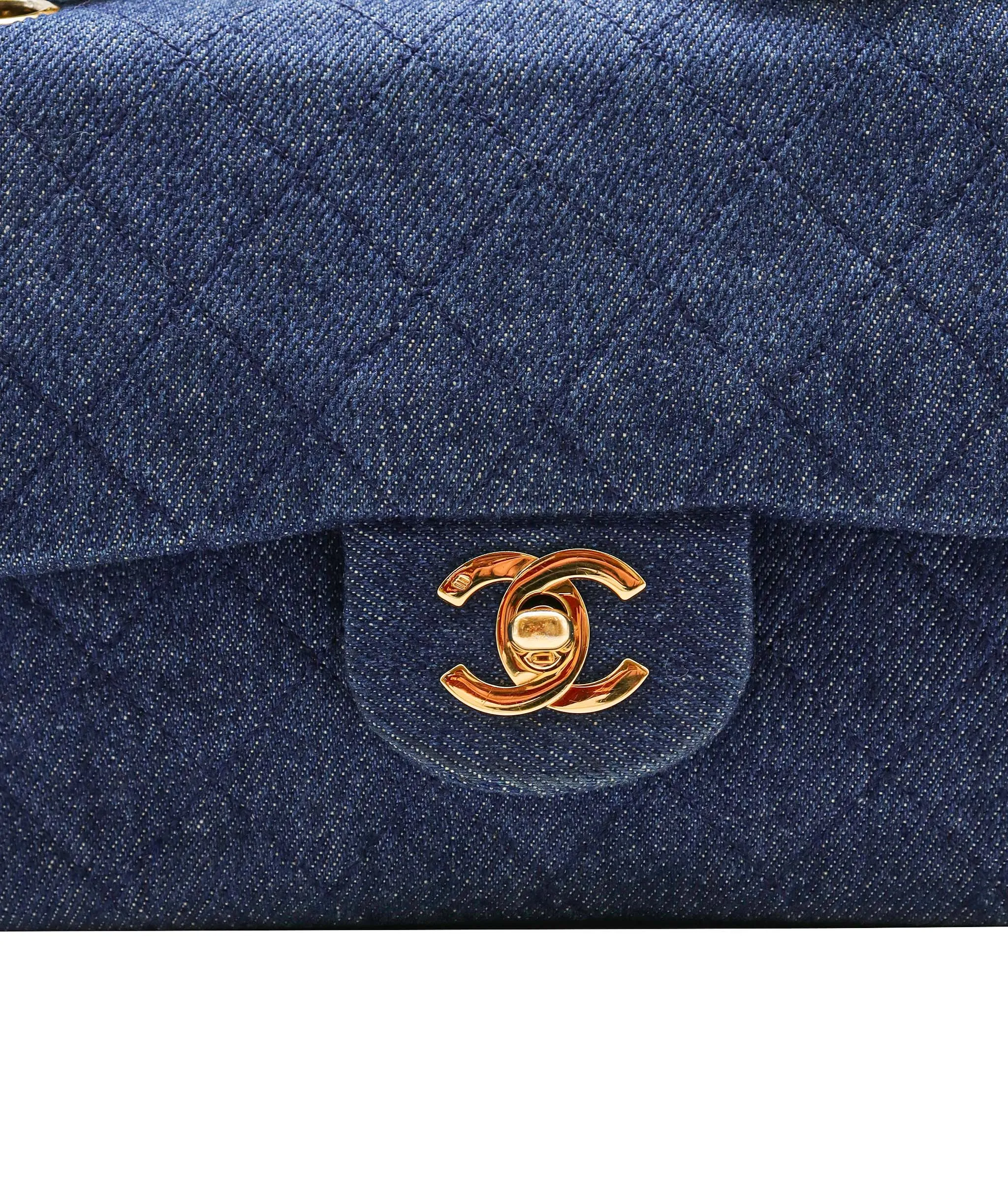 CHANEL VINTAGE CLASSIC FLAP SMALL CHAIN SHOULDER BAG BLUE DENIM 90246350 DXBS0596