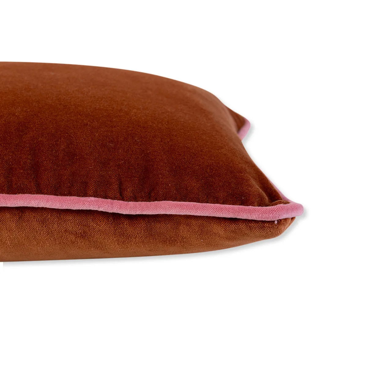 Charliss Velvet Lumbar Pillow - Rust   Light Pink