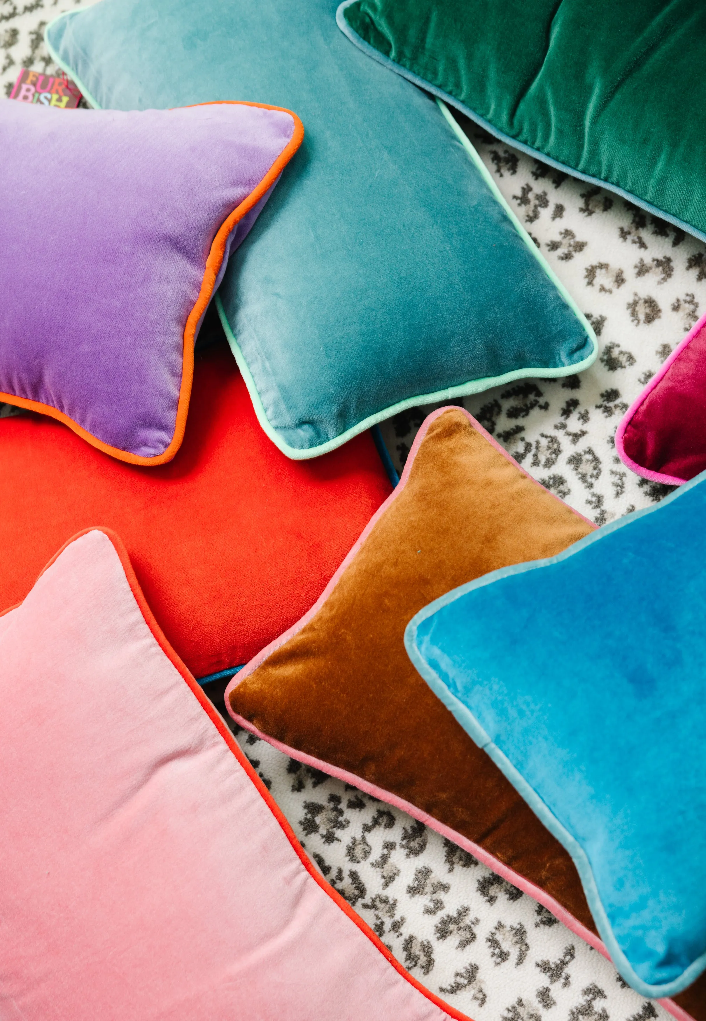 Charliss Velvet Lumbar Pillow - Rust   Light Pink