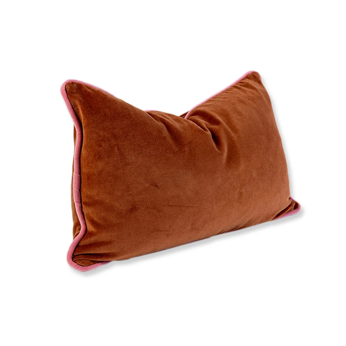 Charliss Velvet Lumbar Pillow - Rust   Light Pink