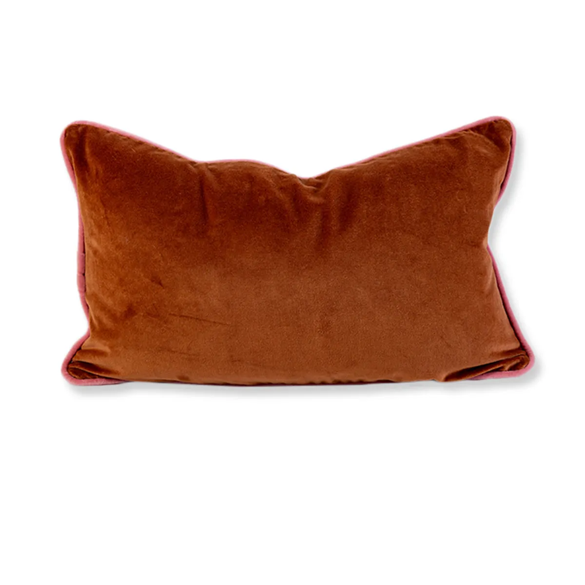Charliss Velvet Lumbar Pillow - Rust   Light Pink