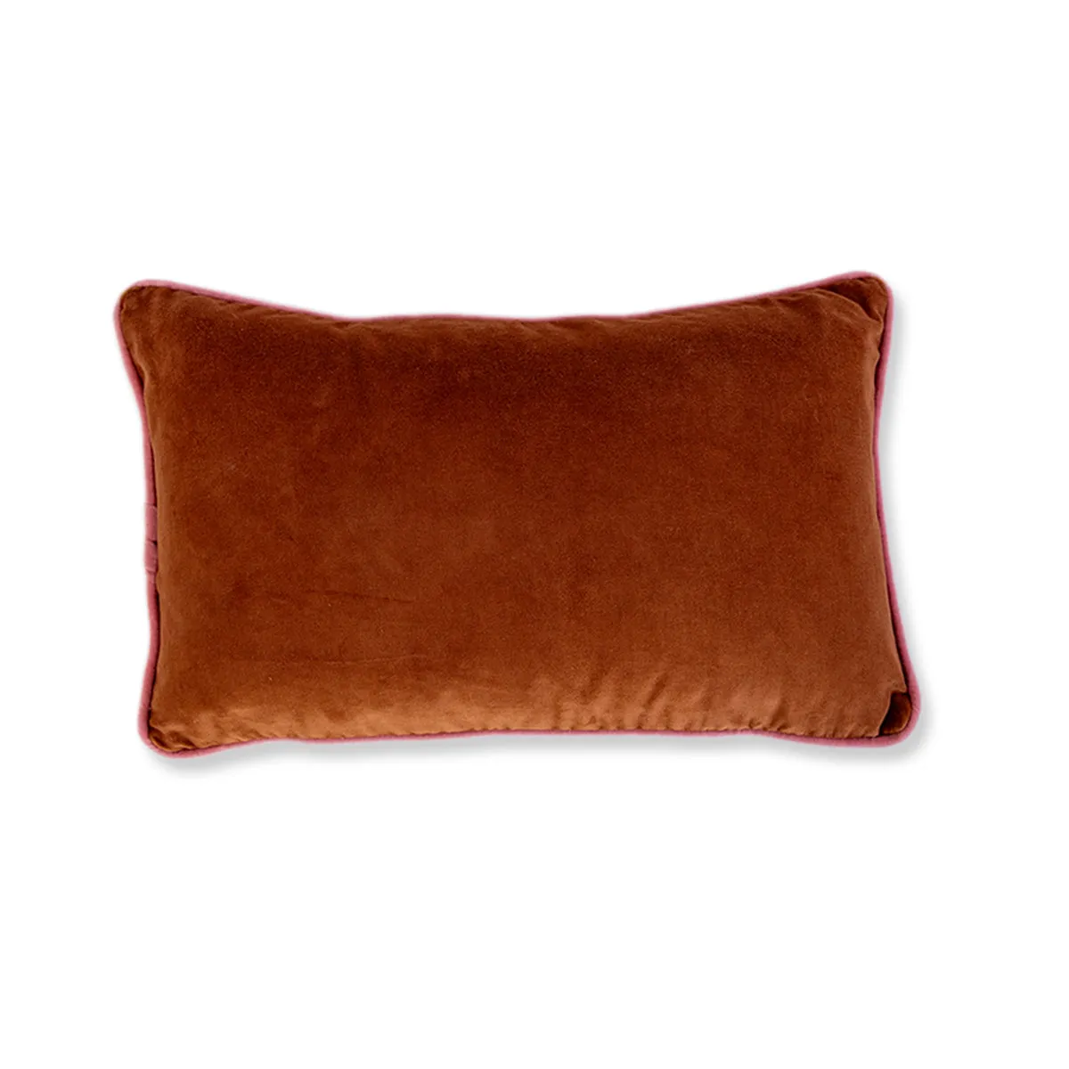 Charliss Velvet Lumbar Pillow - Rust   Light Pink