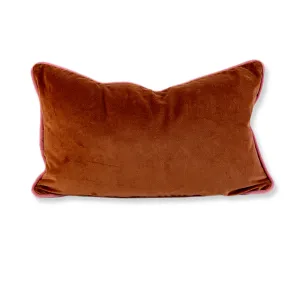 Charliss Velvet Lumbar Pillow - Rust   Light Pink