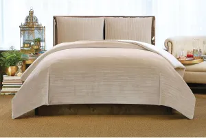 Christian Siriano NY Crinkle Velvet Comforter Set, Full/Queen, Champagne, 3-Piece