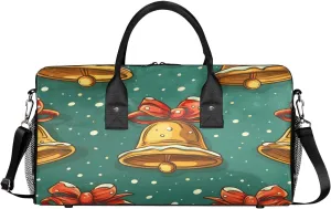 Christmas Bells Travel Duffle Bag for Women Men Foldable Waterproof Weekender Bag Carry on Tote for Overnight Sports Gym Bells