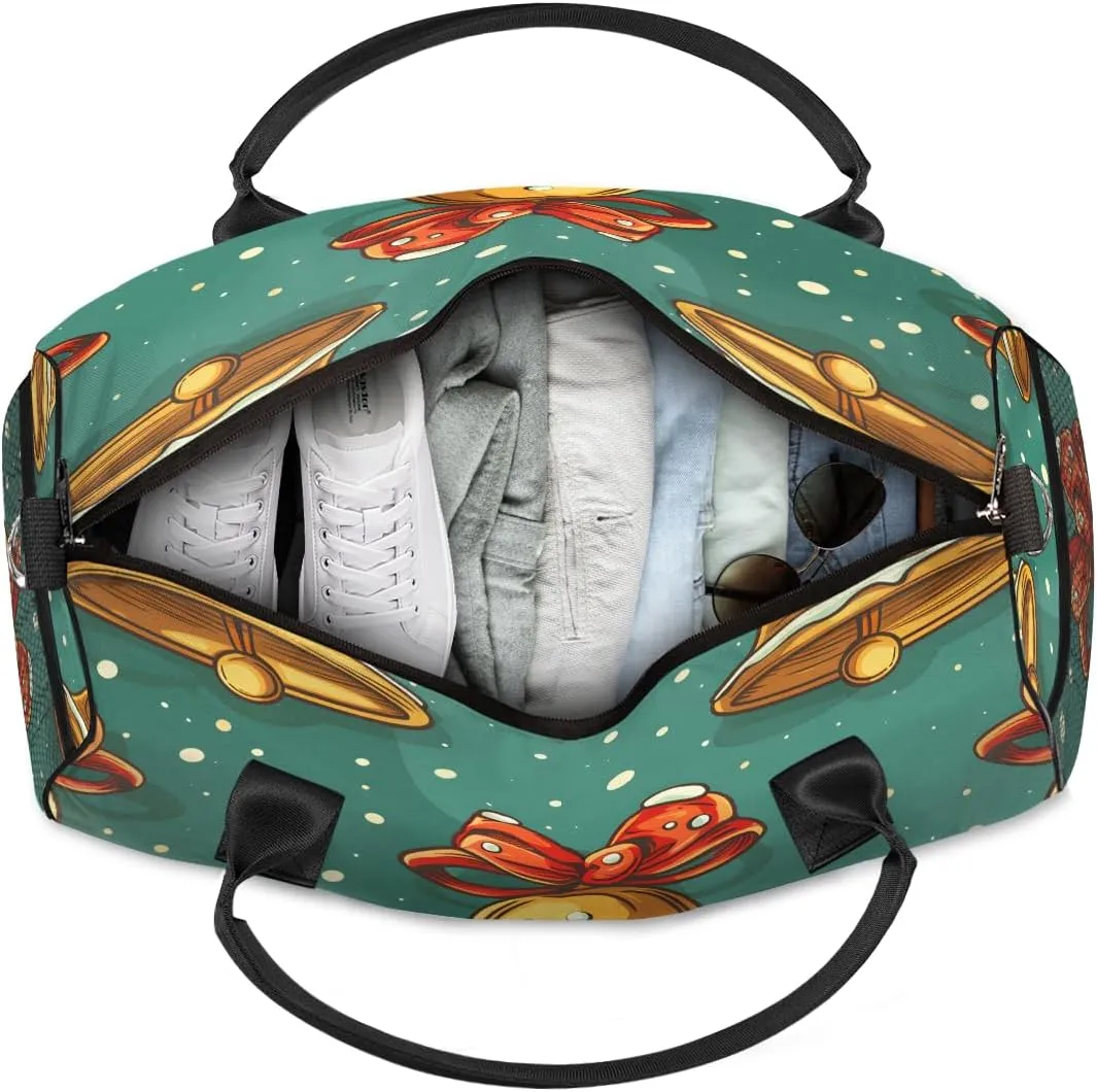 Christmas Bells Travel Duffle Bag for Women Men Foldable Waterproof Weekender Bag Carry on Tote for Overnight Sports Gym Bells