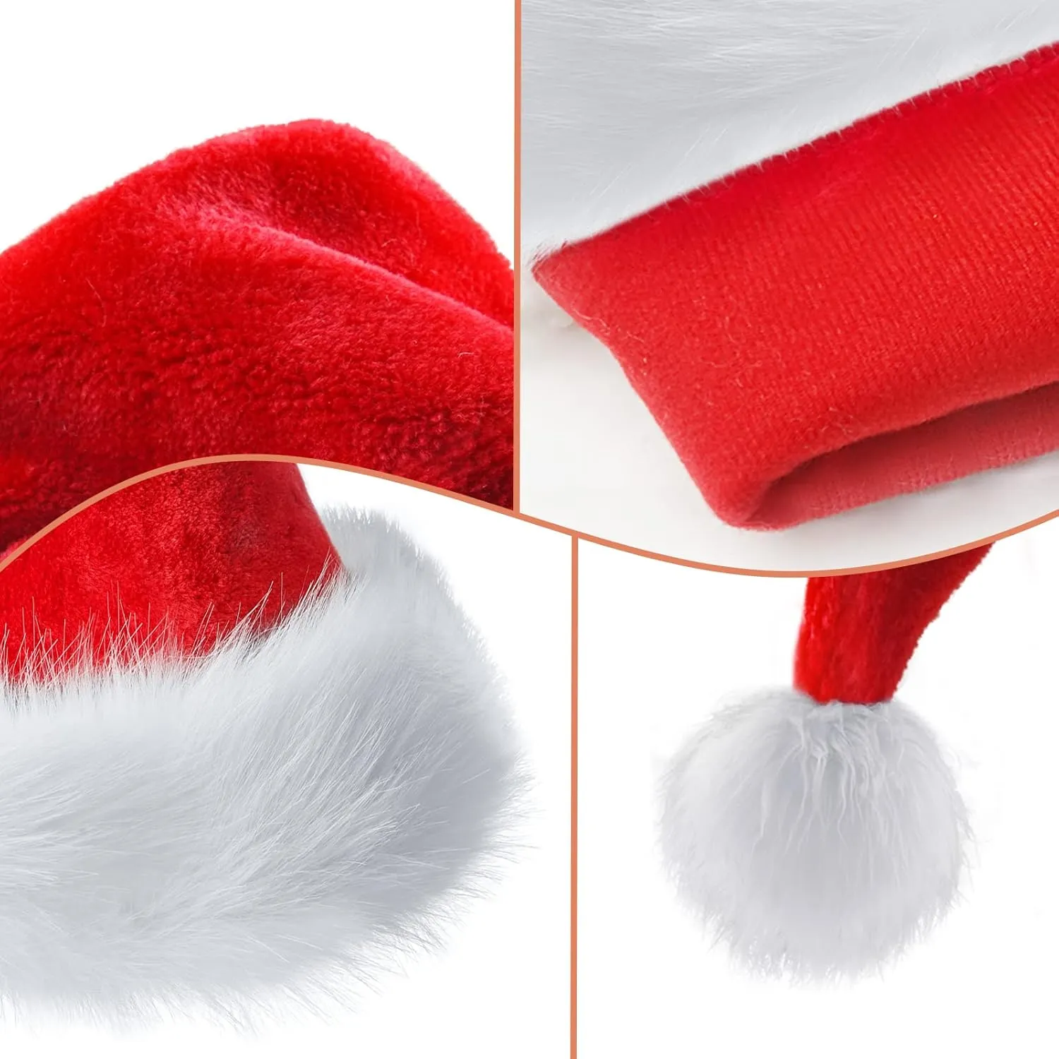 Christmas Hat, Santa Hat Holiday for Adults Unisex Velvet Comfort Extra Thicken Fur Xmas Hat for New Year Festive Party