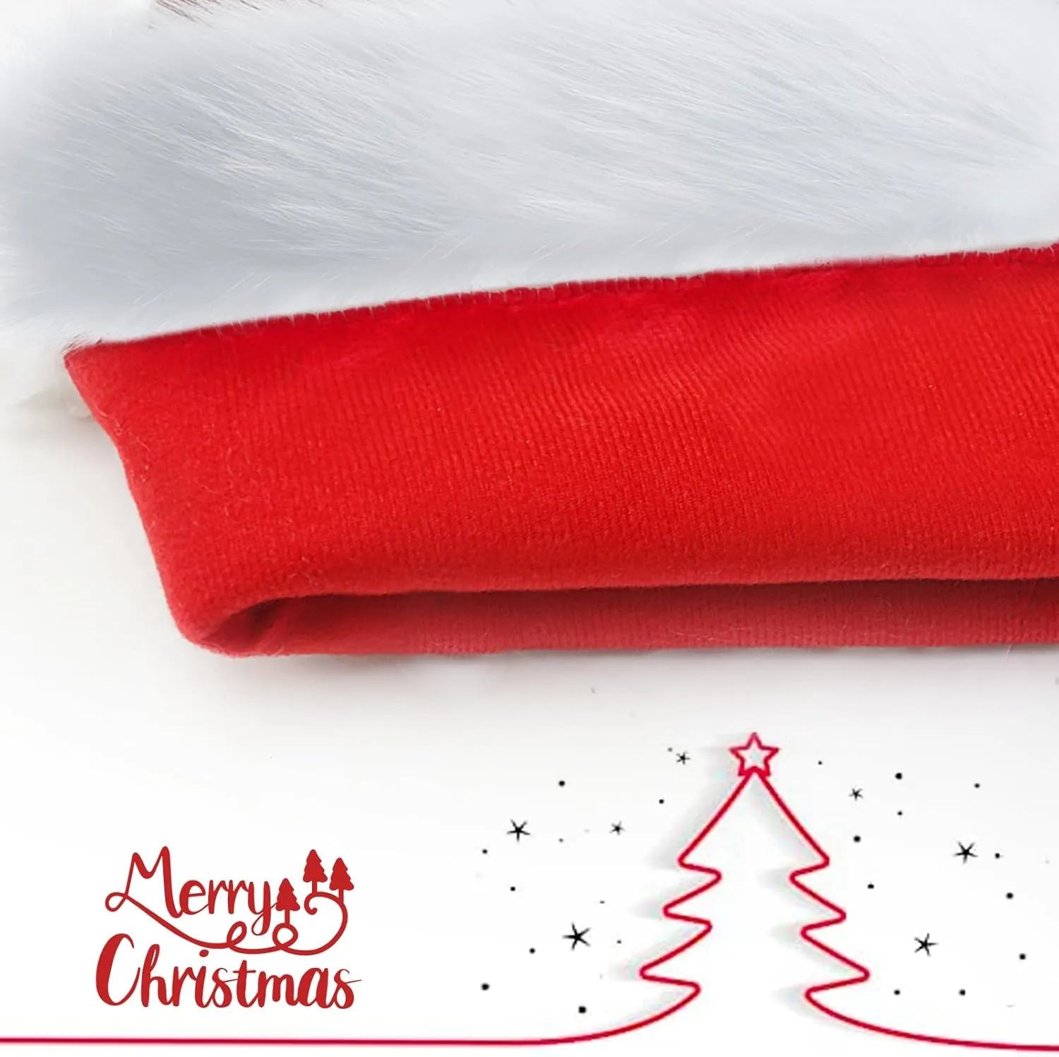 Christmas Hat, Santa Hat Holiday for Adults Unisex Velvet Comfort Extra Thicken Fur Xmas Hat for New Year Festive Party