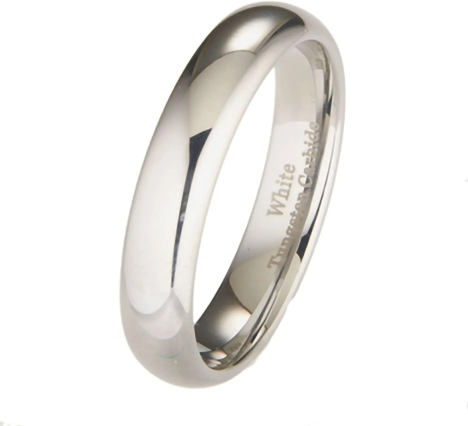 Classic Mirror Polished White Tungsten Carbide 2mm to 10mm COMFORT FIT Wedding Band Ring