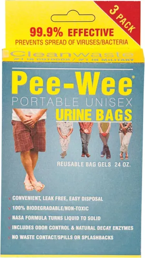 Cleanwaste Pee-Wee Unisex Urine Bags - 100 3 Packs