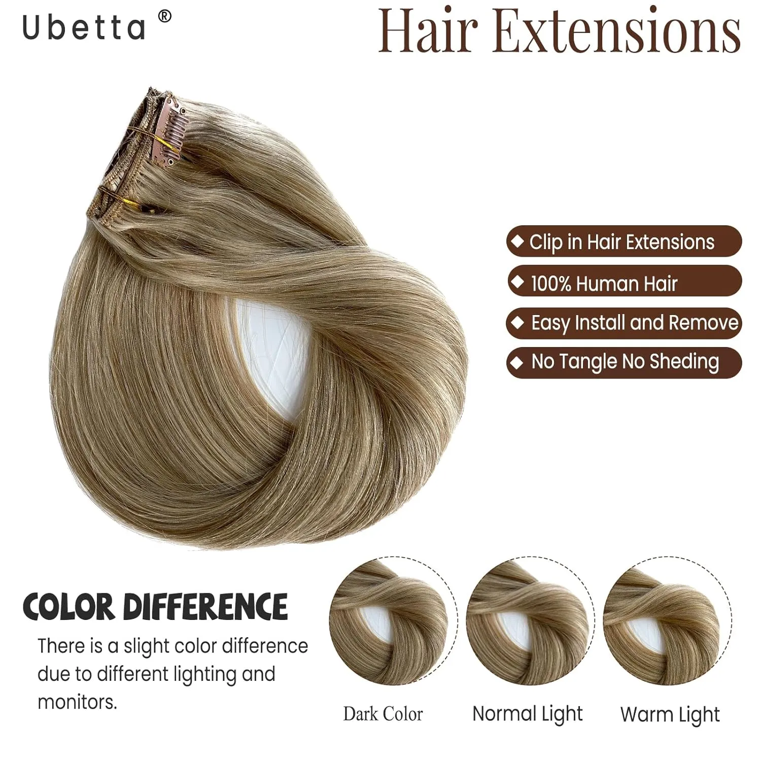 Clip in Hair Extensions Real Human Hair 16 Inch Ash Blonde Balayage Blonde Highlights Clip in Hair Extension Human Hair 7pcs 70G Double Weft Human Hair Clip ins Extensions for White Women