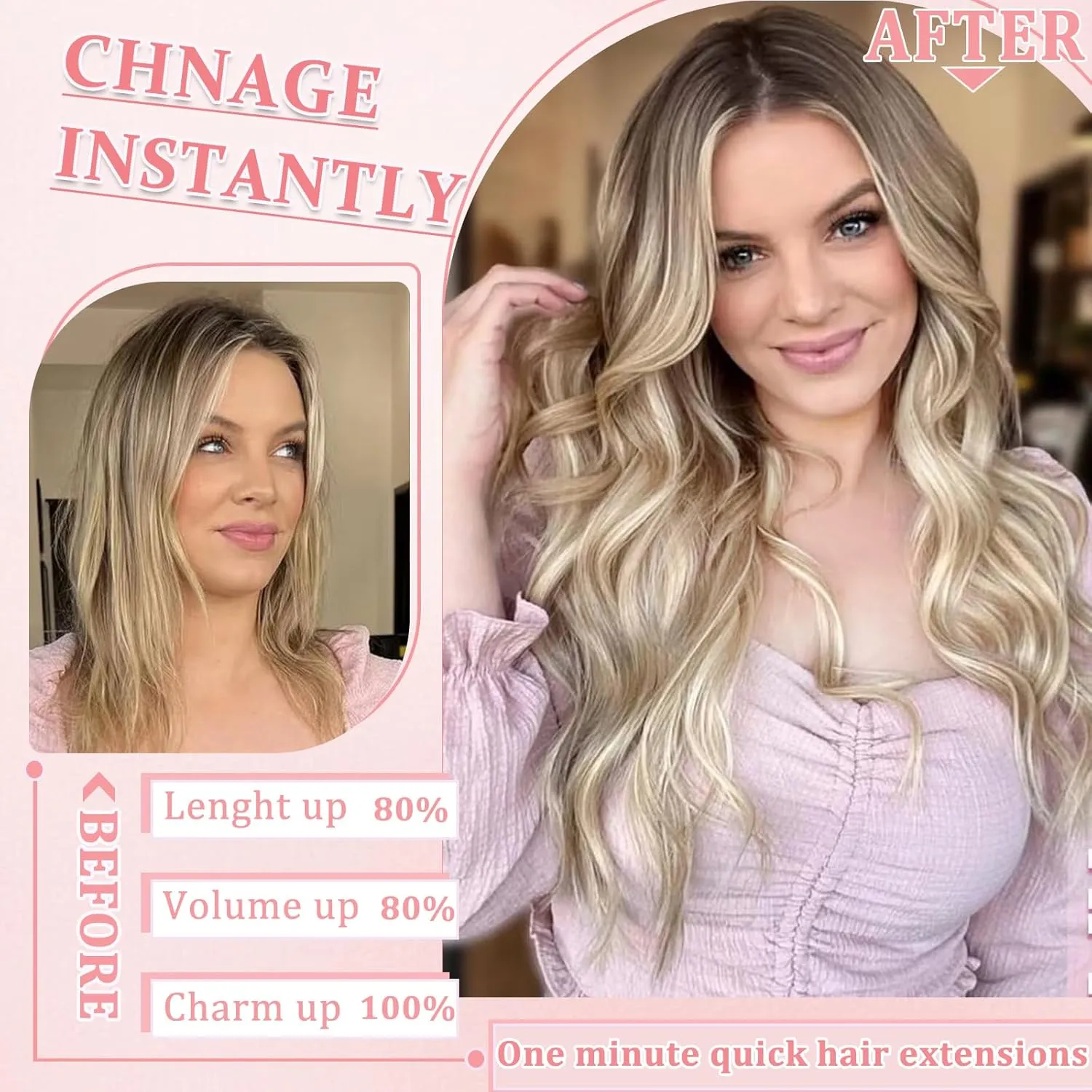 Clip in Hair Extensions Real Human Hair Clip in Extensions for Women Seamless Balayage Light Blonde to Golden Blonde Straight Remy 100% Human Clips ins Extension 8pcs Double Weft 16 inch 3.2oz/90g
