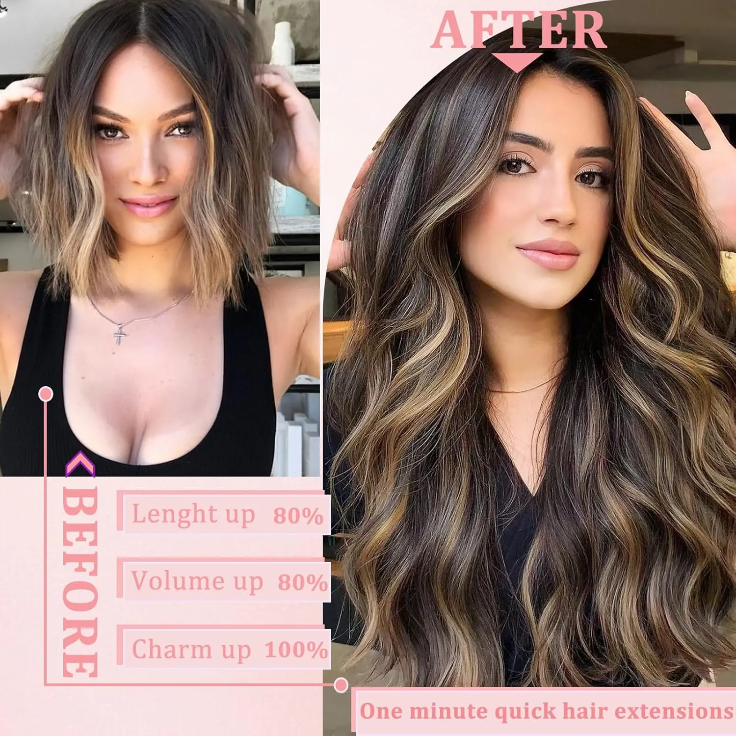 Clip in Hair Extensions Real Human Hair Clip in Extensions for Women Seamless Balayage Natural Black to Chestnut Brown Straight Remy 100% Human Clips ins Extension 8pcs Double Weft 24 inch 4.2oz/120g
