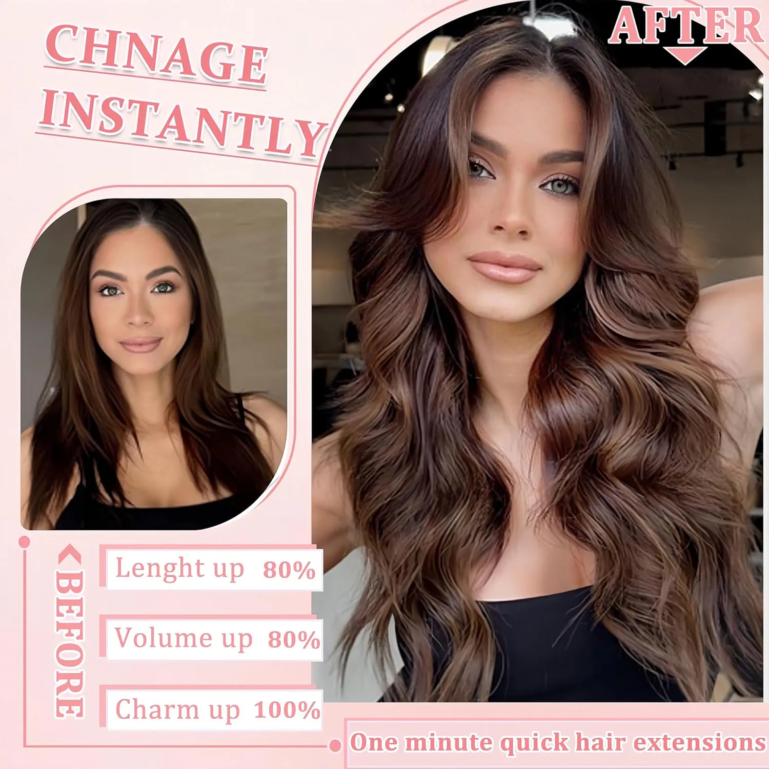 Clip in Hair Extensions Real Human Hair Clip in Extensions for Women Seamless Invisible Chocolate Brown Natural Remy 100% Human Clips ins Extension 8pcs Double Weft 18 inch 3.5oz/100g