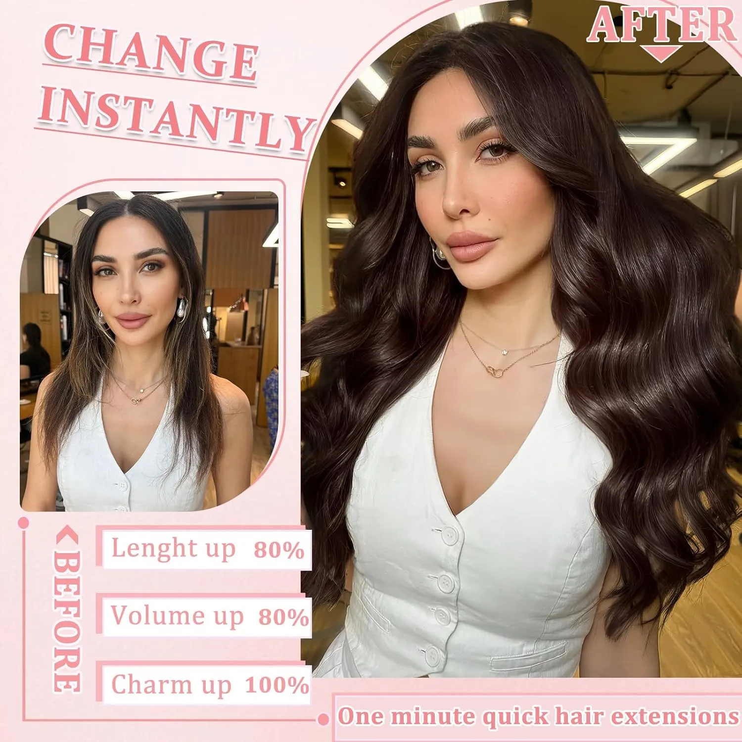 Clip in Hair Extensions Real Human Hair Clip in Extensions for Women Seamless Invisible Dark Brown Natural Remy 100% Human Clips ins Extension 8pcs Double Weft 22 inch 4oz/110g